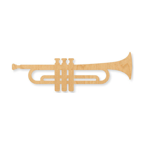 Unfinished Trumpet Wood Cutout - Unfinished Baltic Birch Craft Shape