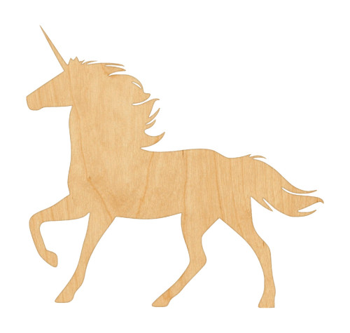 Unfinished Unicorn 2 Wood Cutout for Door Hangers, Seasonal Decor and Paint Parties, Baltic Birch Craft Blank