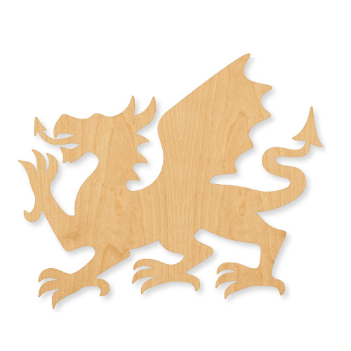 Unfinished Welsh Dragon Wood Cutout - Unfinished Baltic Birch Craft Shape