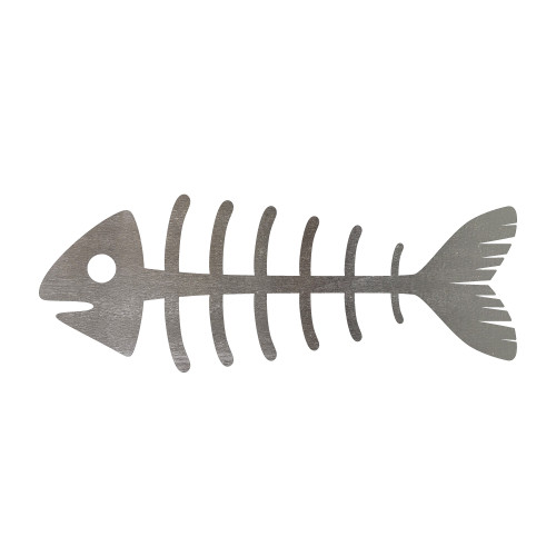 Fish Skeleton Steel Cutout Shape - Raw Metal Wall Art and Craft Supply
