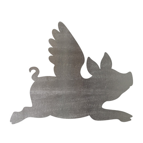 Flying Pig Steel Cutout Shape, Raw Metal Wall Art and Craft Supply