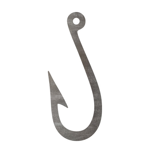 Fish Hook Steel Cutout Shape, Raw Metal Wall Art and Craft Supply