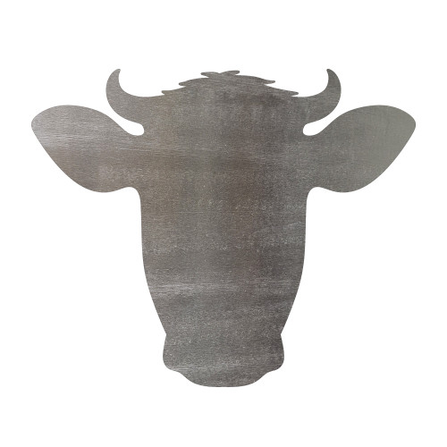 Cow Head Steel Cutout Shape - Raw Metal Wall Art and Craft Supply