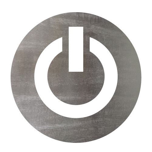 Power Button Steel Cutout Shape - Raw Metal Wall Art and Craft Supply