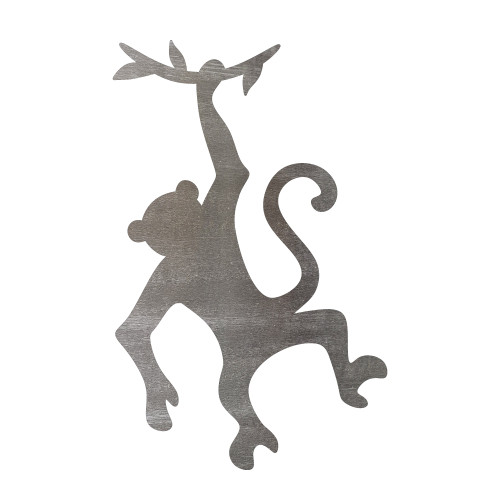 Hanging Monkey Steel Cutout Shape - Raw Metal Wall Art and Craft Supply