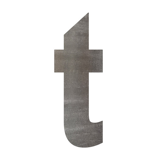 Lowercase Letter T Steel Cutout Shape - Raw Metal Wall Art and Craft Supply