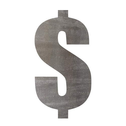 Dollar Sign 2 Steel Cutout Shape - Raw Metal Wall Art and Craft Supply