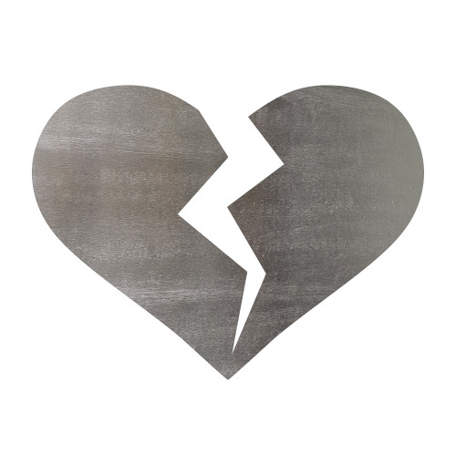 Broken Heart Steel Cutout Shape - Raw Metal Wall Art and Craft Supply