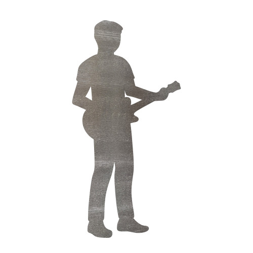 Guitarist Steel Cutout Shape - Raw Metal Wall Art and Craft Supply