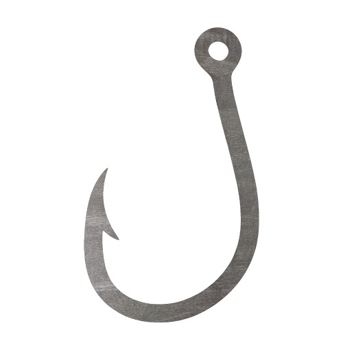 Fishing Hook Steel Cutout Shape, Raw Metal Wall Art and Craft Supply
