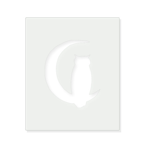 Owl In Moon Reusable Mylar Stencil - 10 mil Paint and Craft Stencil