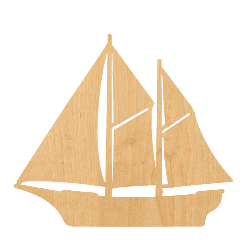 Sailboat Schooner Style Wood Cutout for Crafts, Unfinished Baltic Birch Craft Shape
