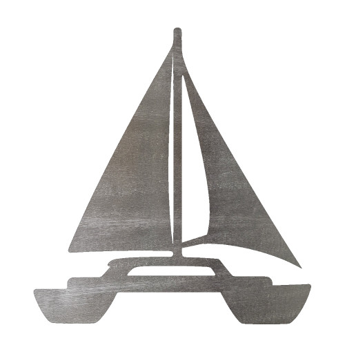 Sailboat Catamaran Style Steel Cutout Shape, Raw Metal Wall Art and Craft Supply