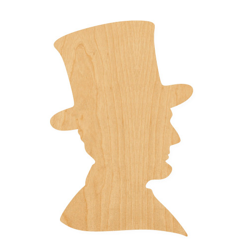 Abraham Lincoln Wood Cutout for Crafts, Unfinished Baltic Birch Craft Shape