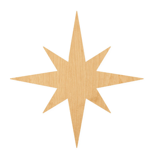 Bethlehem Star Balanced Ray Wood Cutout for Crafts, Unfinished Baltic Birch Craft Shape