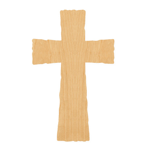 Cross Old Rugged Wood Cutout for Crafts, Unfinished Baltic Birch Craft Shape