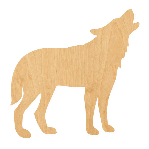 Howling Wolf 2 Wood Cutout for Crafts, Unfinished Baltic Birch Craft Shape