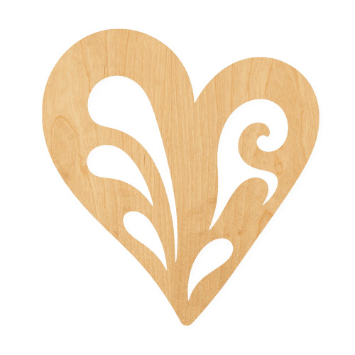 Heart Ornamental Double Wood Cutout for Crafts, Unfinished Baltic Birch Craft Shape