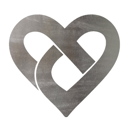 Heart Ribbon Modern Steel Cutout Shape, Raw Metal Wall Art and Craft Supply