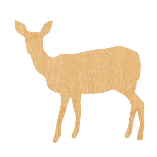 Doe 2 Wood Cutout for Crafts, Unfinished Baltic Birch Craft Shape