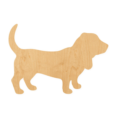 Basset Hound 2 Wood Cutout for Crafts, Unfinished Baltic Birch Craft Shape