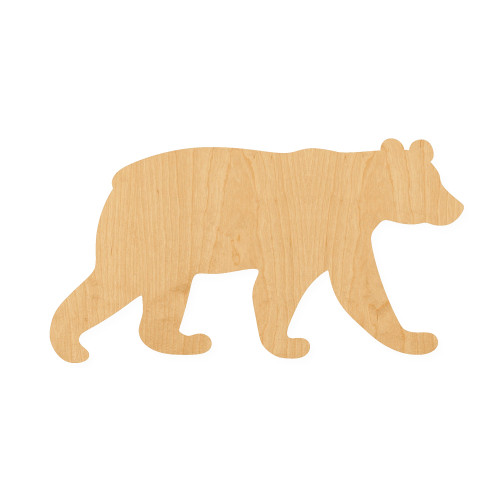 Black Bear 2 Wood Cutout for Crafts, Unfinished Baltic Birch Craft Shape