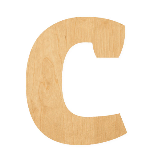 Lower Case C Wood Cutout for Crafts, Unfinished Baltic Birch Craft Shape
