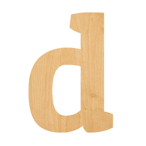 Lower Case D Wood Cutout for Crafts, Unfinished Baltic Birch Craft Shape