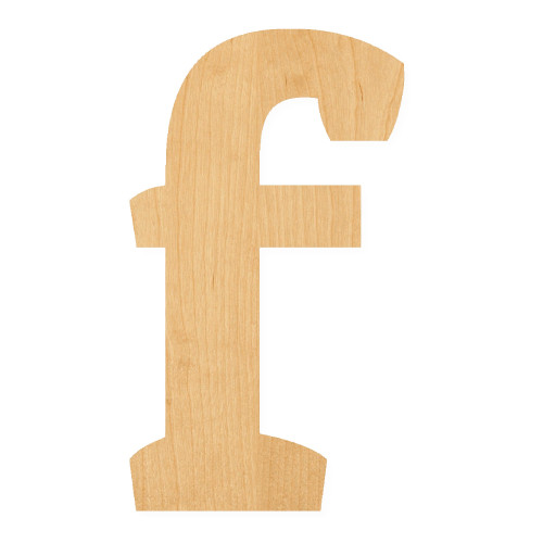 Lower Case F Wood Cutout for Crafts, Unfinished Baltic Birch Craft Shape
