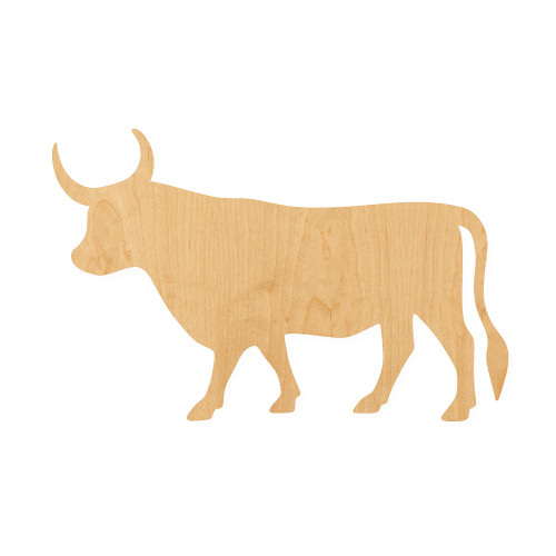 Bull 6 Wood Cutout for Crafts, Unfinished Baltic Birch Craft Shape