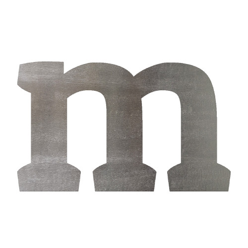 Lower Case M Steel Cutout Shape, Raw Metal Wall Art and Craft Supply