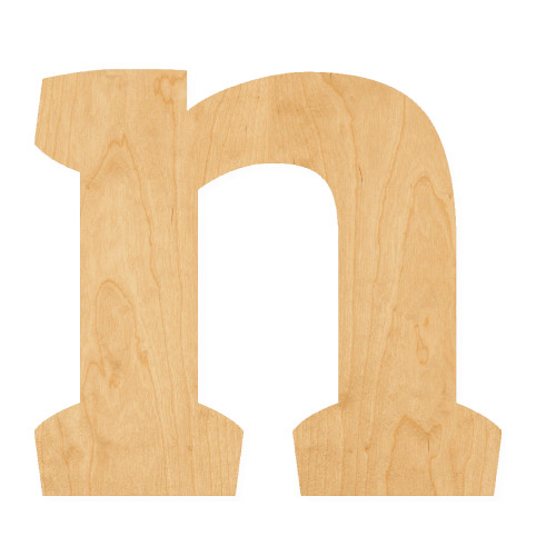 Lower Case N Wood Cutout for Crafts, Unfinished Baltic Birch Craft Shape