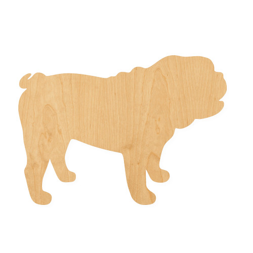 Bulldog 2 Wood Cutout for Crafts, Unfinished Baltic Birch Craft Shape