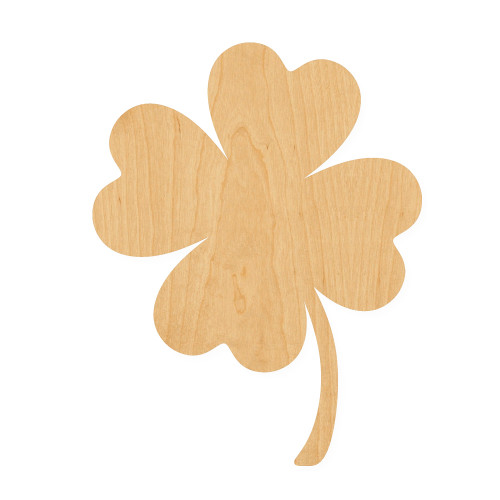 Four Leaf Clover 2 Wood Cutout for Crafts, Unfinished Baltic Birch Craft Shape