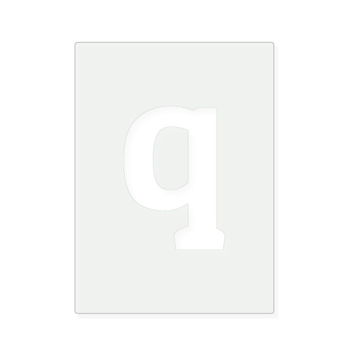 Lower Case Q Reusable Mylar Stencil, 10 mil Plastic Paint Stencil for Crafts and Decor