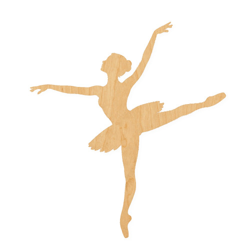 Ballerina 1 Wood Cutout for Crafts, Unfinished Baltic Birch Craft Shape