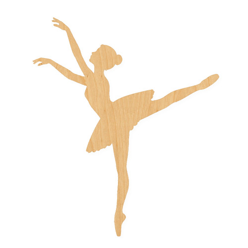 Ballerina 3 Wood Cutout for Crafts, Unfinished Baltic Birch Craft Shape