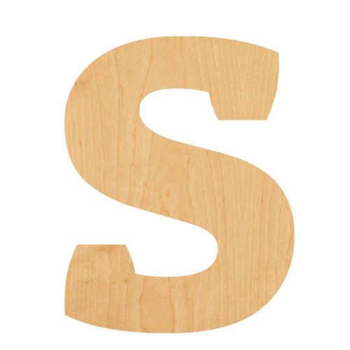 Lower Case S Wood Cutout for Crafts, Unfinished Baltic Birch Craft Shape