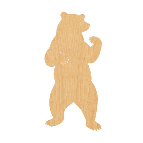 Bear 2 Wood Cutout for Crafts, Unfinished Baltic Birch Craft Shape