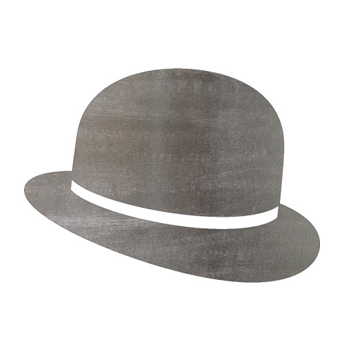 Bowler Hat Steel Cutout Shape, Raw Metal Wall Art and Craft Supply