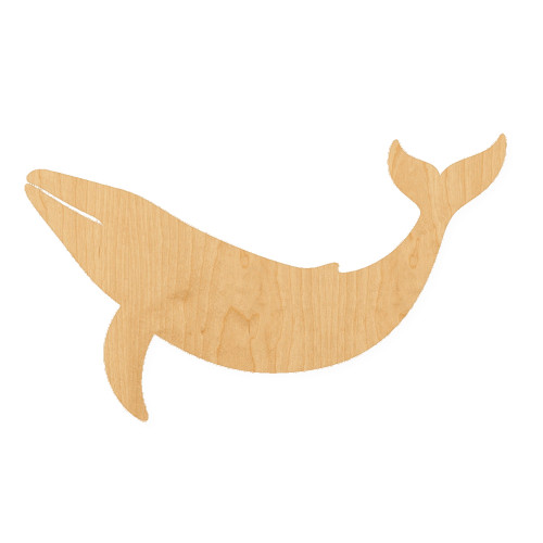 Blue Whale 1 Wood Cutout for Crafts, Unfinished Baltic Birch Craft Shape