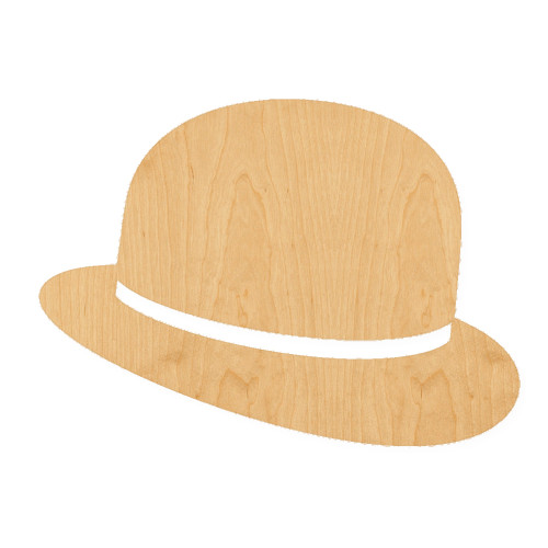 Bowler Hat Wood Cutout for Crafts, Unfinished Baltic Birch Craft Shape