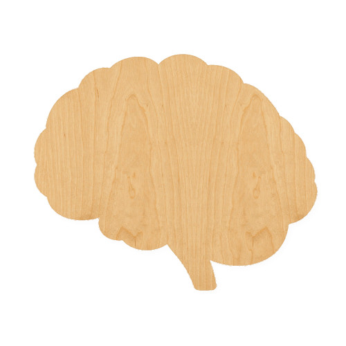 Brain Wood Cutout for Crafts, Unfinished Baltic Birch Craft Shape