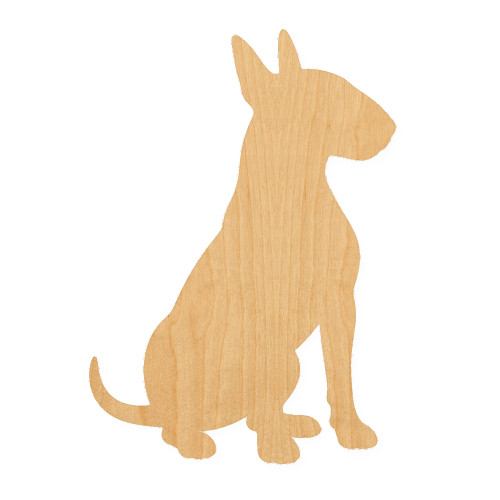 Bull Terrier 2 Wood Cutout for Crafts, Unfinished Baltic Birch Craft Shape