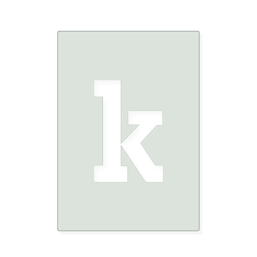 Lowercase Letter K Reusable Mylar Stencil, 10 mil Plastic Paint Stencil for Crafts and Decor