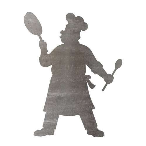 Chef Steel Cutout Shape, Raw Metal Wall Art and Craft Supply