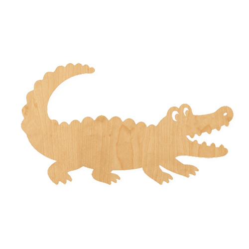 Cartoon Gator Wood Cutout for Crafts, Unfinished Baltic Birch Craft Shape