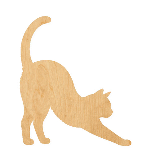 Cat 2 Wood Cutout for Crafts, Unfinished Baltic Birch Craft Shape