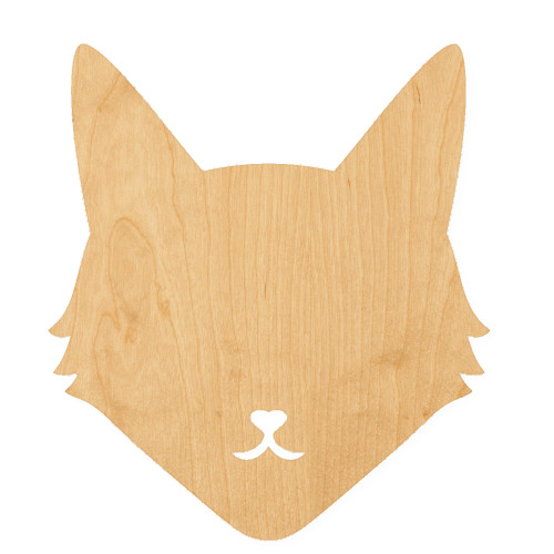 Cat Head 2 Wood Cutout for Crafts, Unfinished Baltic Birch Craft Shape