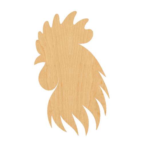 Chicken Head 2 Wood Cutout for Crafts, Unfinished Baltic Birch Craft Shape